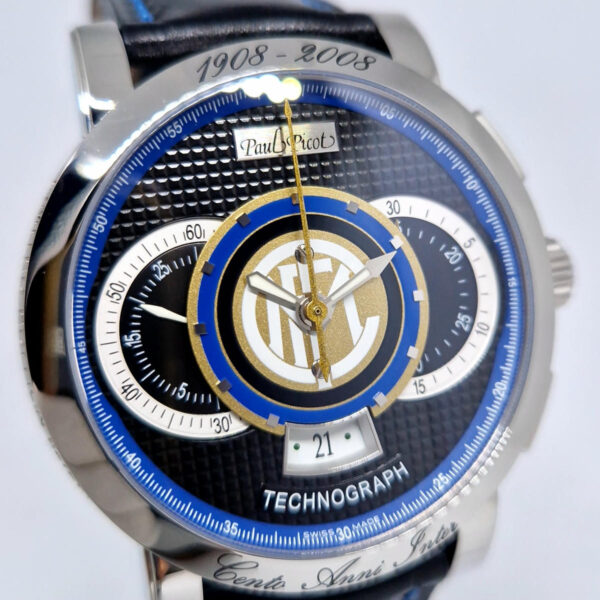 Paul Picot Technograph P0334 (10) Paul Picot Technograph P0334– limitowany zegarek automatyczny, chronograf z niebieską tarczą. Dostępny w Artemwatch