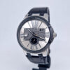 Ulysse Nardin Executive Dual Time 243-00 – zegarek GMT z szaro-srebrną tarczą, UN-24, Big Date i ceramiczną lunetą. Dostępny w Artemwatch.