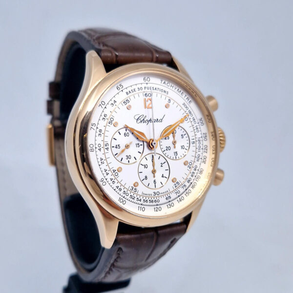 Chopard Mille Miglia Vintage Chronograph 161889 (10) Chopard Mille Miglia Vintage Chronograph 16/1889 – oryginalny szwajcarski chronograf z 18-karatowego różowego złota. Gwarancja Artemwatch.