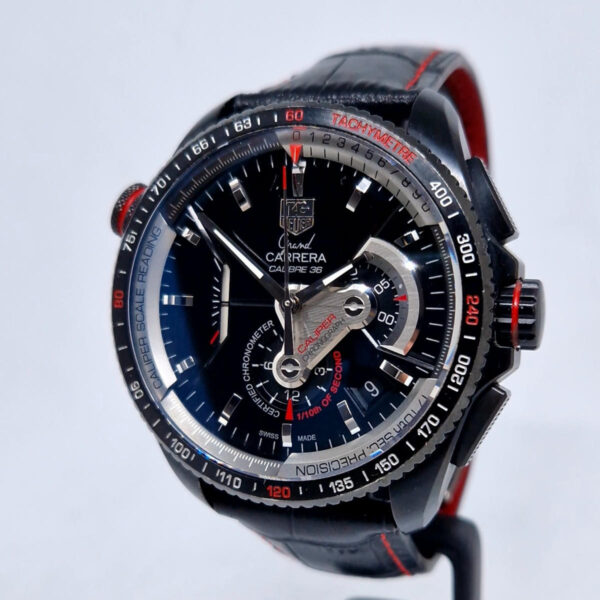 TAG Heuer Grand Carrera Caliper CAV5185 (5) TAG Heuer Grand Carrera Caliper CAV5185.FC6237 – oryginalny szwajcarski zegarek automatyczny z chronografem. Dostępny w Artemwatch