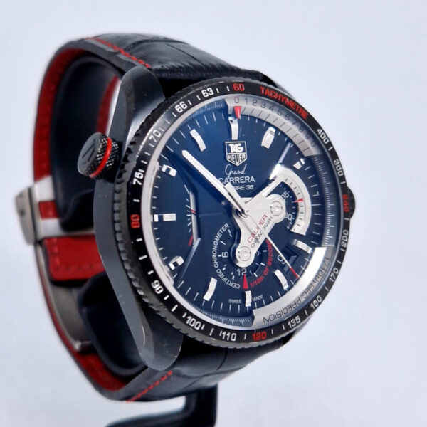 TAG Heuer Grand Carrera Caliper CAV5185 (9) TAG Heuer Grand Carrera Caliper CAV5185.FC6237 – oryginalny szwajcarski zegarek automatyczny z chronografem. Dostępny w Artemwatch