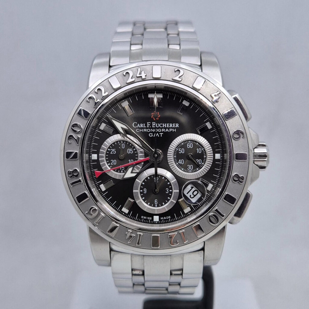 Carl F. Bucherer Patravi 00.10618.08.33.01 – szwajcarski zegarek z funkcją Chronograf i GMT. Dostępny w doskonałym stanie w ArtemWatch.