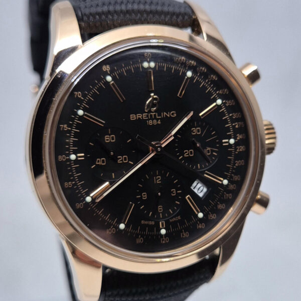 Breitling Transocean Chronograph RB0152 (11) Breitling Transocean Chronograph RB0152 – luksusowy szwajcarski chronograf z 18K różowego złota. Pudełko i gwarancja Artemwatch.