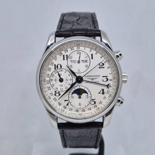 Longines MasterCollection L26734 Longines MasterCollection L26734 – elegancki szwajcarski zegarek z automatycznym mechanizmem, chronografem, fazami Księżyca i rocznym kalendarzem