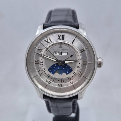 Maurice Lacroix Masterpiece Phase de Lune MP6428 Maurice Lacroix Masterpiece Phase de Lune MP6428 – szwajcarski zegarek automatyczny z fazą Księżyca i pełnym kalendarzem . Dostępny w Artemwatch.